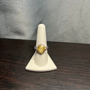 BP Yellow Gemstone Ring with Silver Accents